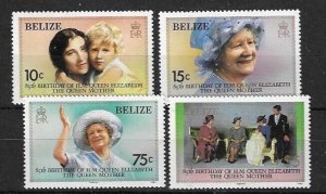 BELIZE SG827/30 1985 80th BRITHDAY OF QUEEN MOTHER  MNH