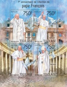 2014 TOGO MNH. POPE FRANCIS   | Y&T Code: 3808-3811  |  Michel Code: 5777-5780