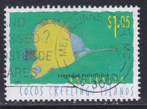 Cocos Islands # 313, Longnosed Butterflyfish, Used, 1/3 Cat.