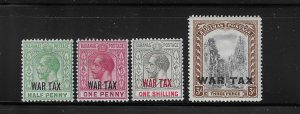 BAHAMAS SCOTT #MR6-MR8/MR10 1918-19 WAR TAX OVERPRINTS- MINT HINGED