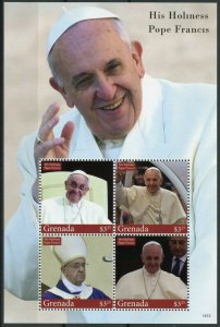 Grenada 2014 MNH His Holiness Pope Francis 4v M/S I Popes Roman Catholic Church