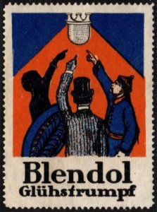 Vintage German Poster Stamp Blendol Incandescent Lamp Mantles