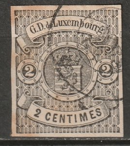 Luxembourg 1860 Sc 5 used toning signed BW (Bernhard Wolff)