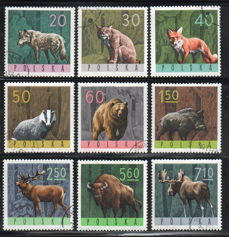 Poland 1369-77 - Cto - Large Mammals (Cpl) (1965) (cv $2.95)