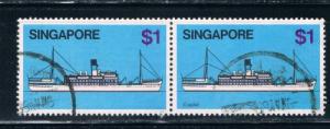 Singapore #345 Used Pair Ships (S0290)