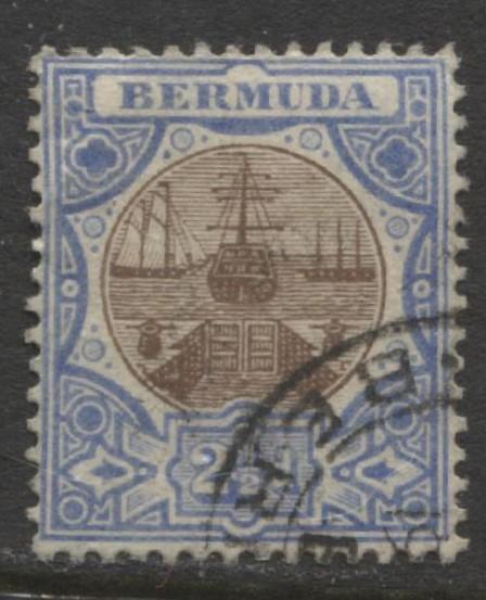 Bermuda - Scott 37 - Caravel - Wmk 3 -1906 - VFU -Single 2.1/2p Stamp