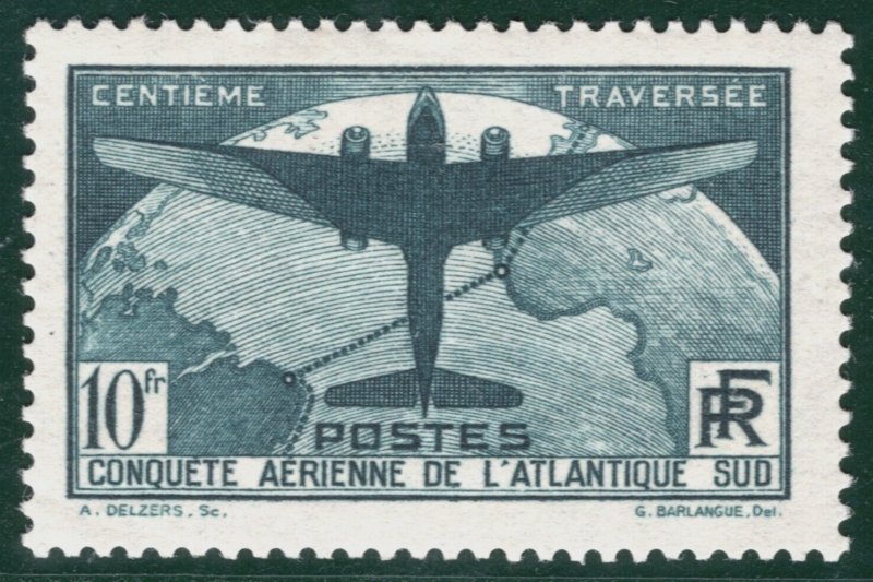 FRANCE Air Mail Scott.C17 10Fr High Value (1936) AEROPLANE Mint LMM c$290 SBG10