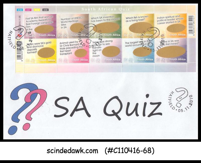 SOUTH AFRICA - 2010 SOUTH AFRICAN QUIZ - 10V - FDC