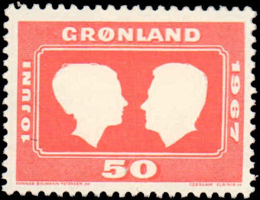 Greenland #69, Complete Set, 1967, Royalty, Never Hinged