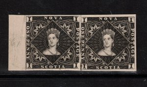 Nova Scotia #1P Extra Fine Plate Proof Pair In Black **With Certificate**