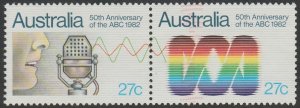 Australia 1982 Sc#831a ABC 50th. Anniversary Joined Pair MNH