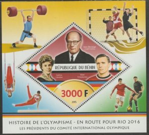 BENIN - 2015 - History of Olympic Games - Perf Min Sheet #1  - MNH-Private Issue