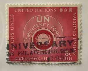 United Nations New York 1957 Scott 52 used -  8c,  Emergency Force