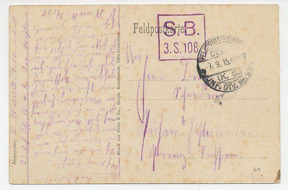 Fieldpost postcard Germany / France 1915 Hospital cemetery Laon - WWI