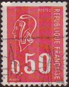 France 1971 Sc#1293c, SG#1905 50c Red Marianne by Bequet USED.