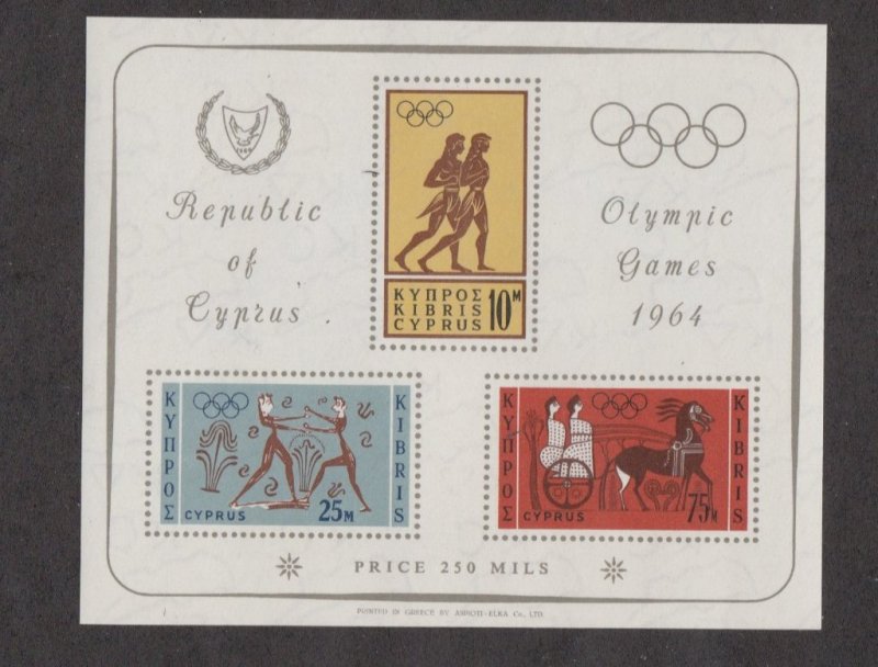 Cyprus # 241-243 & 243a, Tokyo Summer Olympics, Mint NH, 1/2 Cat.