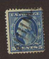#335 Used 5c blue Washington 1908-09 Issue