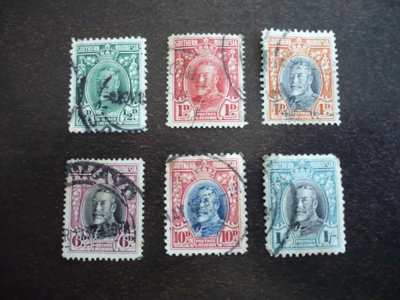 Stamps - Southern Rhodesia - Scott# 16,17,21,22,25,26- Used Part Set of 6 Stamps