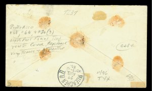 PUERTO RICO 1885 K.Alfonso multiple-franking Sc#63,66,70(3) REG. cvr to Germany