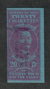 US Puerto Rico 1943 Cigarette Revenues 20 @ 13c