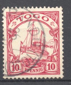 Togo, Yacht 10 Pf. KPANDU a, ARGE # 2, VF ++ , no faults, signed Pauligk, BPP