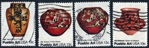 SC#1706-09 13¢ Pueblo Pottery Singles (1977) Used