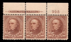 MOMEN: US STAMPS #283 PLATE STRIP OF 3 MINT OG NH LOT #82581*