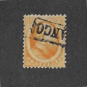 Netherlands Sc #6 15c orange  used centered VF