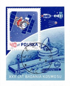 Poland 1987 Sc 2829 Sputnik Satellite Perforated MNH S/S Minisheet Polska CTO