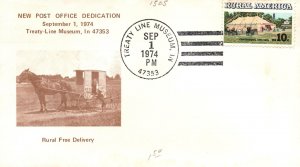 NEW POST OFFICE DEDICATION TREATY-LINE MUSEUM RURAL FREE DELIVERY CACHET 1974