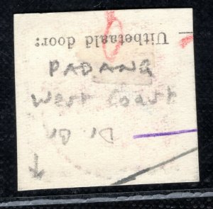 NED INDIE WW2 Jap Occ West Coast Padang 40c Stamp BLACK CROSS Overprint LGREEN85