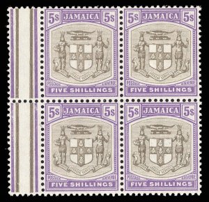 Jamaica 1905 5s grey & violet 'Arms' Issue in a block of four VFM / MNH. SG 45.