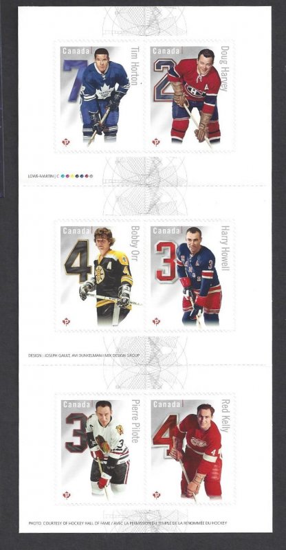 Canada #2787 MNH booklet, NHL various players, issued 2014