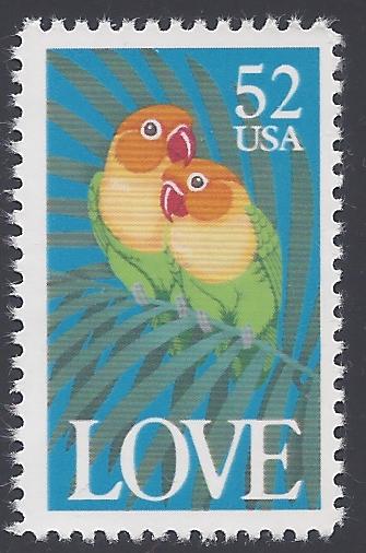 #2537 52c Two Parrots & Love 1991 Mint NH
