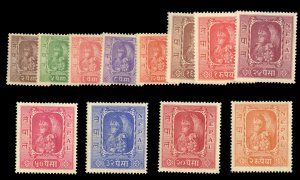 Nepal #60-71 Cat$225, 1954 2p-2r, complete set, never hinged