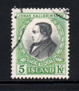 Iceland Sc 308 1957 Hallgrimsson stamp used