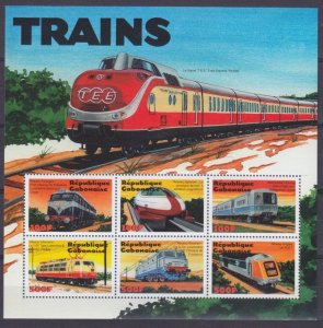 2000 Gabon 1529-1534KL Locomotives 9,50 €