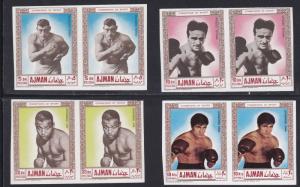 Ajman M # 382-383,  385-386, Famous Boxers, Imperf  Pairs, NH