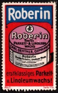 Vintage Germany Advertising Poster Stamp Roberin Parquet & Linoleum Wax Best