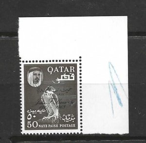 QATAR 1966 NEW CURRENCY 50D ON 50 N.P. INVERTED IN SILVER S.G. # 146 NH VF