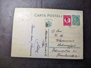 1932 Romania Postcard Cover Hendorf to Helsinki Finland