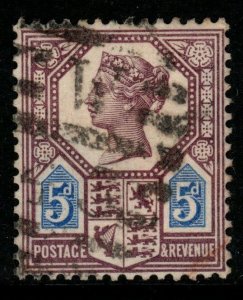 GB SG207 1887 5d DULL PURPLE & BLUE FINE USED 