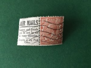 G.B. King George V 1930’s Air Mails Advert Label with Used  Stamp R44953