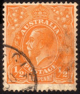 1928, Australia, 1/2p Used, Sc 66