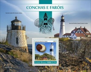 Guinea-Bissau 2021 MNH Seashells & Lighthouses Stamps Shells Lighthouse 1v S/S