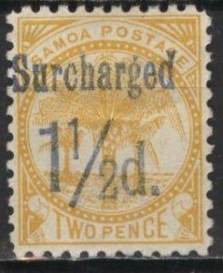 Samoa 24b (mhr, pencil marks) 1½p on 2p palms, yellow (1895)