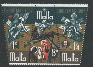 Malta # 377a  Christmas 1967  3 values as triptych   (1) Mint NH