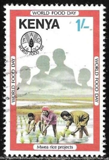 Kenya 1981 Used Stamp Scott #204 World Food Day Rice Field 1 Sh