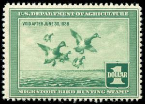 momen: US Stamps #RW4 Duck Mint OG NH VF