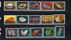 PAPUA NEW GUINEA SCOTT #265-279 1968-69 SHELLS -  MINT LIGHT HINGED